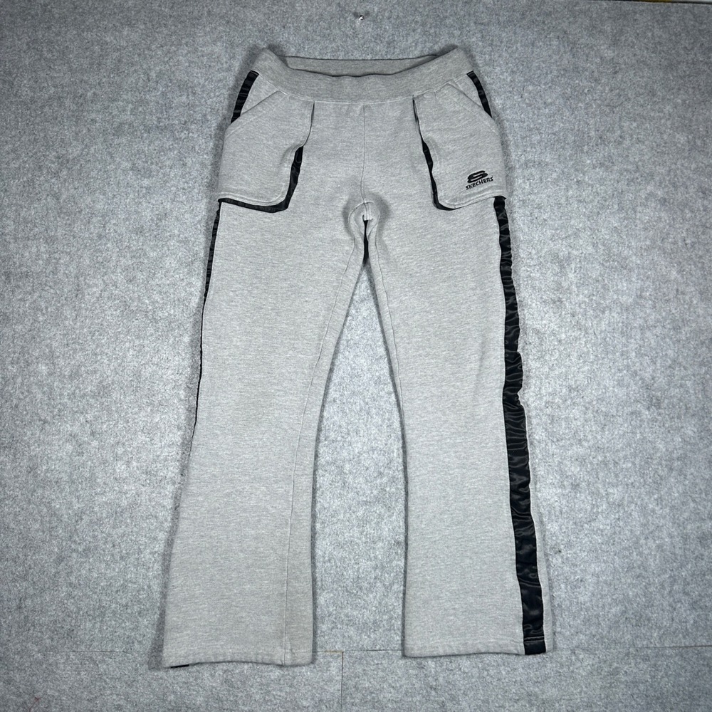 Skechers Sweatpants Womens Large Grey Black Side Stripe Y2K Flare Leg Athleisure - Picture 5 of 16